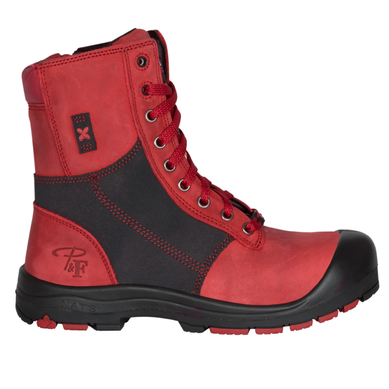 Bottes de sécurité à cap d'acier pour femme de couleur rouge et noire