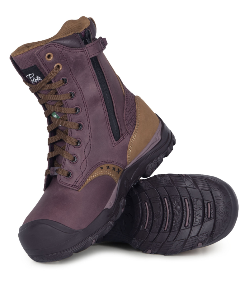 Bottes de sécurité 8" imperméables à cap d'acier pour femme - PF648 couleur prune vue superposée